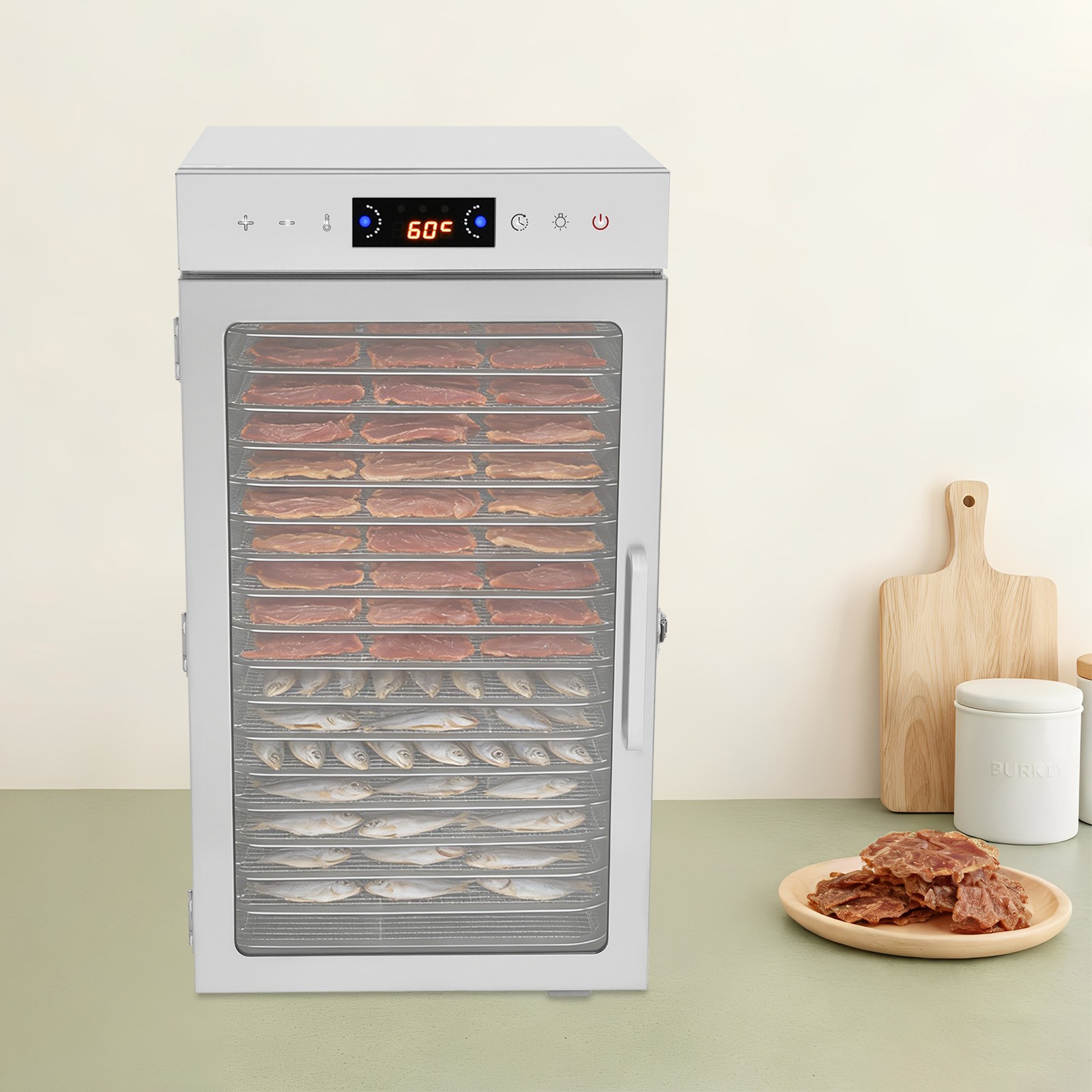 Commercial Dehydrator 18 Stainless Steel Trays Fruit Vegetable Food Dry Machine