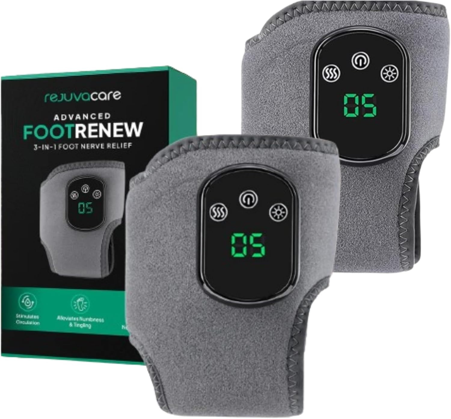 2 Rejuvacare Foot Renew 3-in-1 Nerve Relief Method +Ankle Massager Pair 2 count