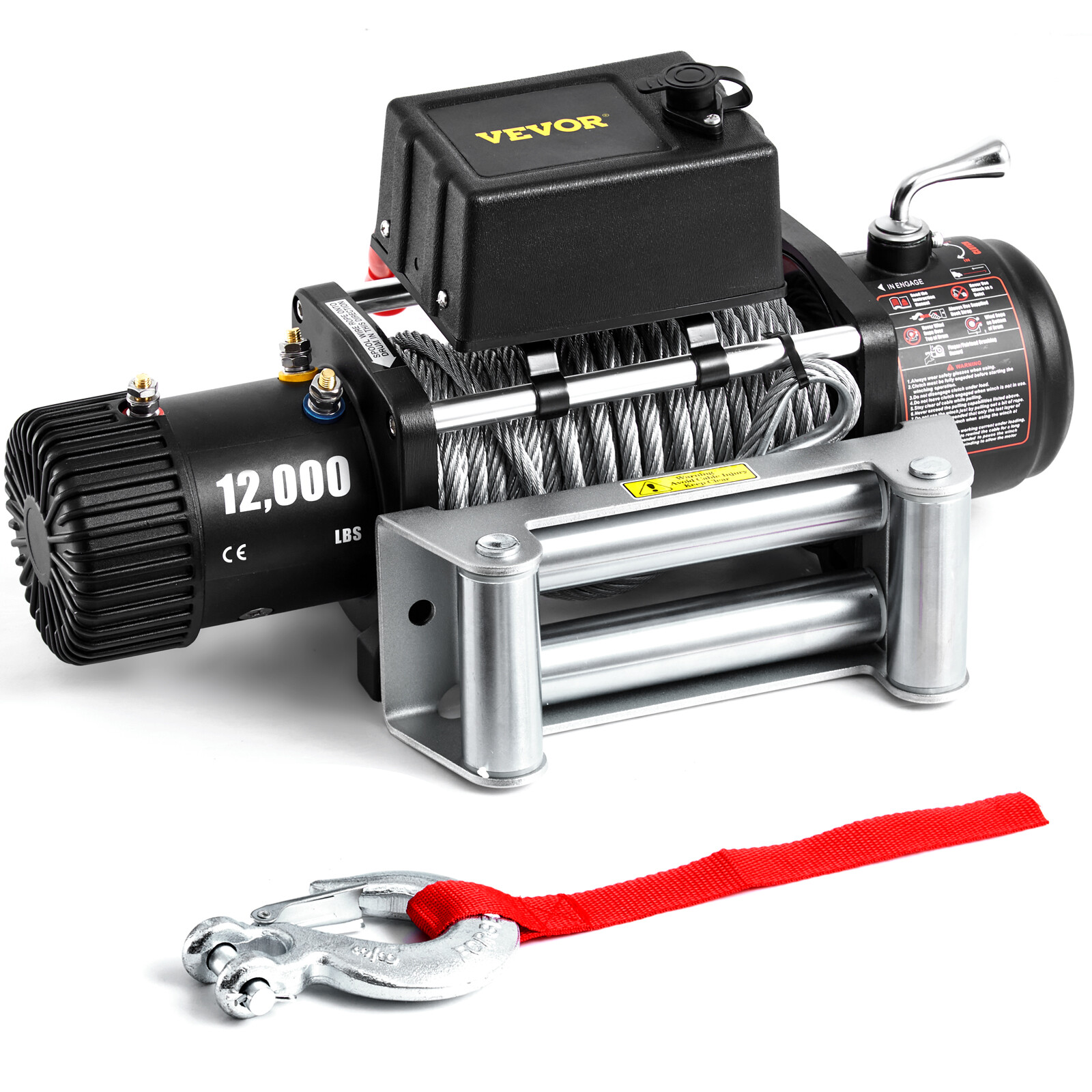 12000LBS Electric Winch 12V 85FT Steel Cable Truck Trailer Towing Off-Road 4WD