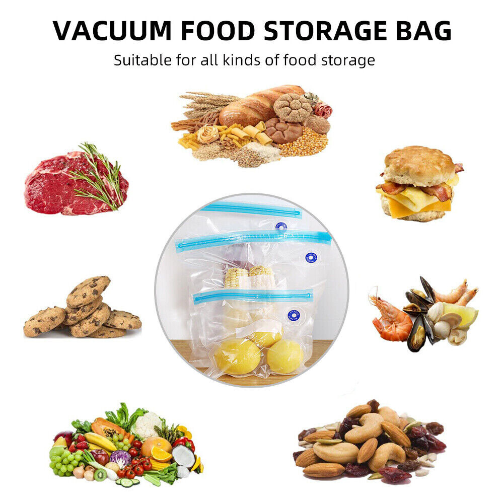 24pcs Sous Vide Bags Vacuum Sealer Pump Reusable Vacuum Food Storage Bags Kit US