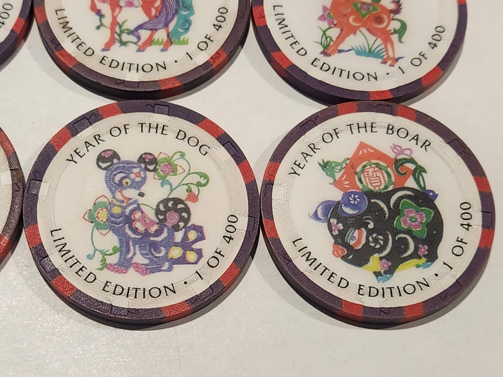 $25 CRYSTAL PARK CASINO Chips - 1996 ZODIAC - RARE! H&C MOLD - FULL SET