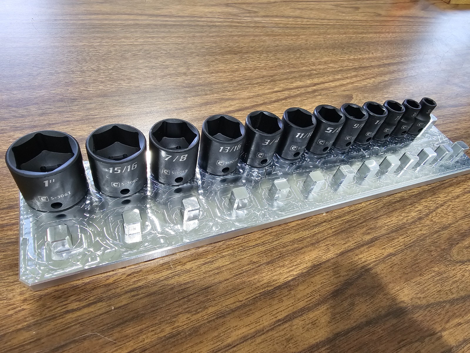 3/8 Drive Socket Organizer 2 Row 1/4" -1" SAE - Tool Box Billet