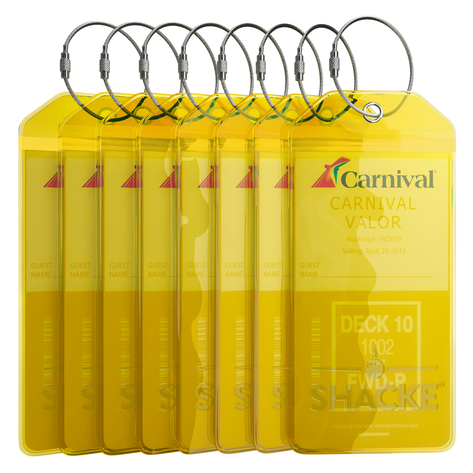 Shacke Cruise Tags Luggage Etag Holders Zip Seal & Steel Loops Thick PVC