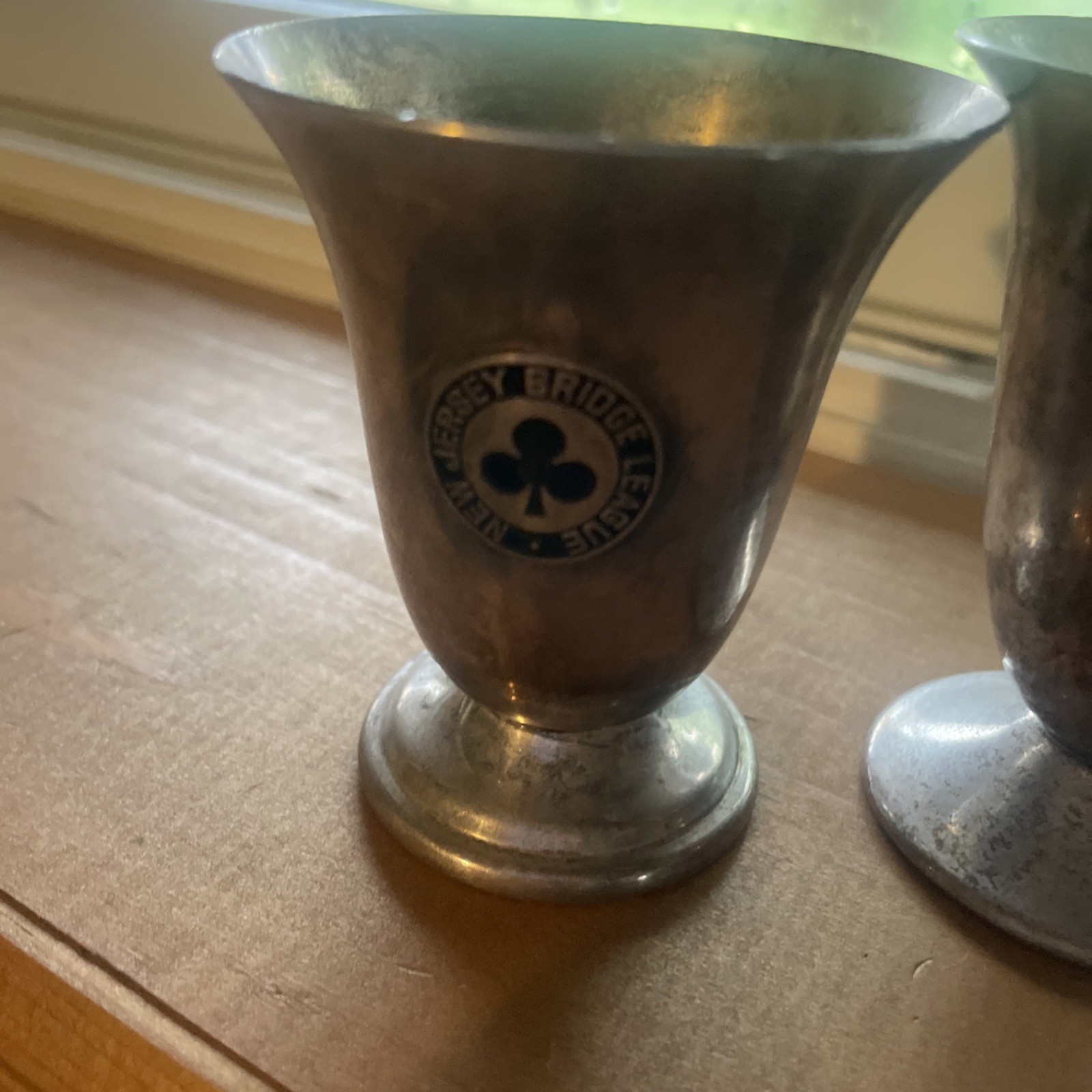 3 NJ Bridge League Club TOP SCORE Vintage Award Trophy Cups 2 GLN Silverplate 4”