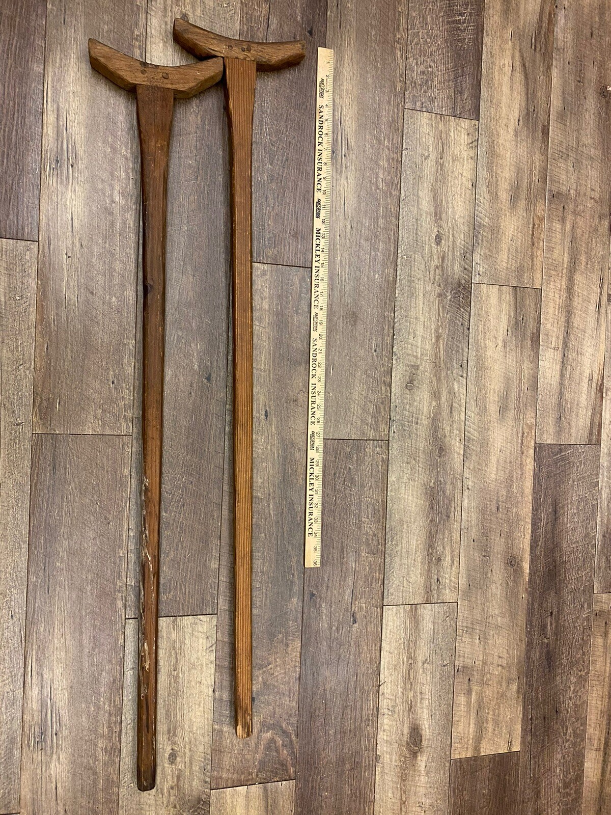 2Pair Antique 1800’s Wooden Handcrafted Medical Crutches Civil War Era Tiny Tim