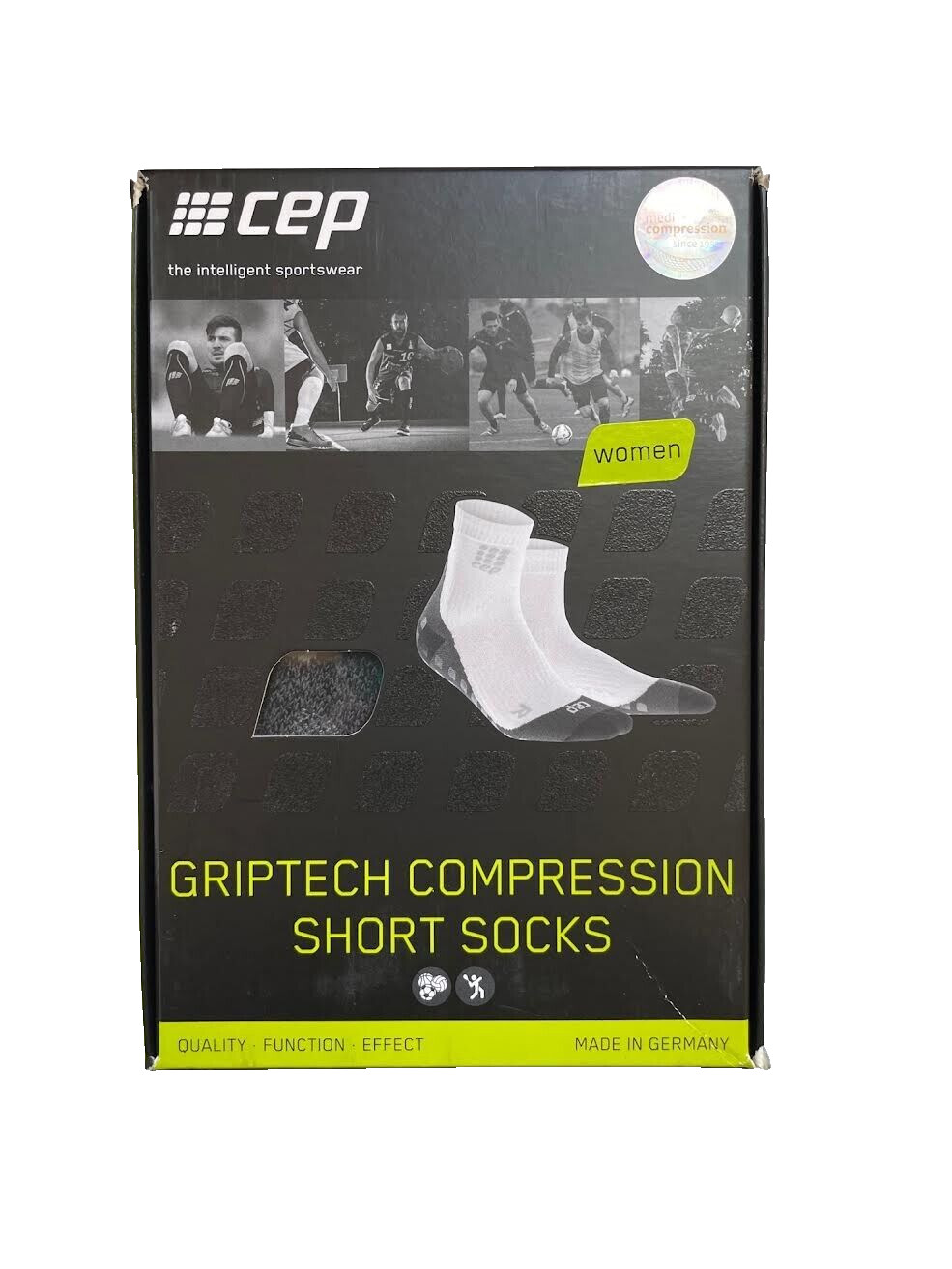 CEP Women's Griptech Short Compression Socks Size 3 / III Green Gray Grip Tech