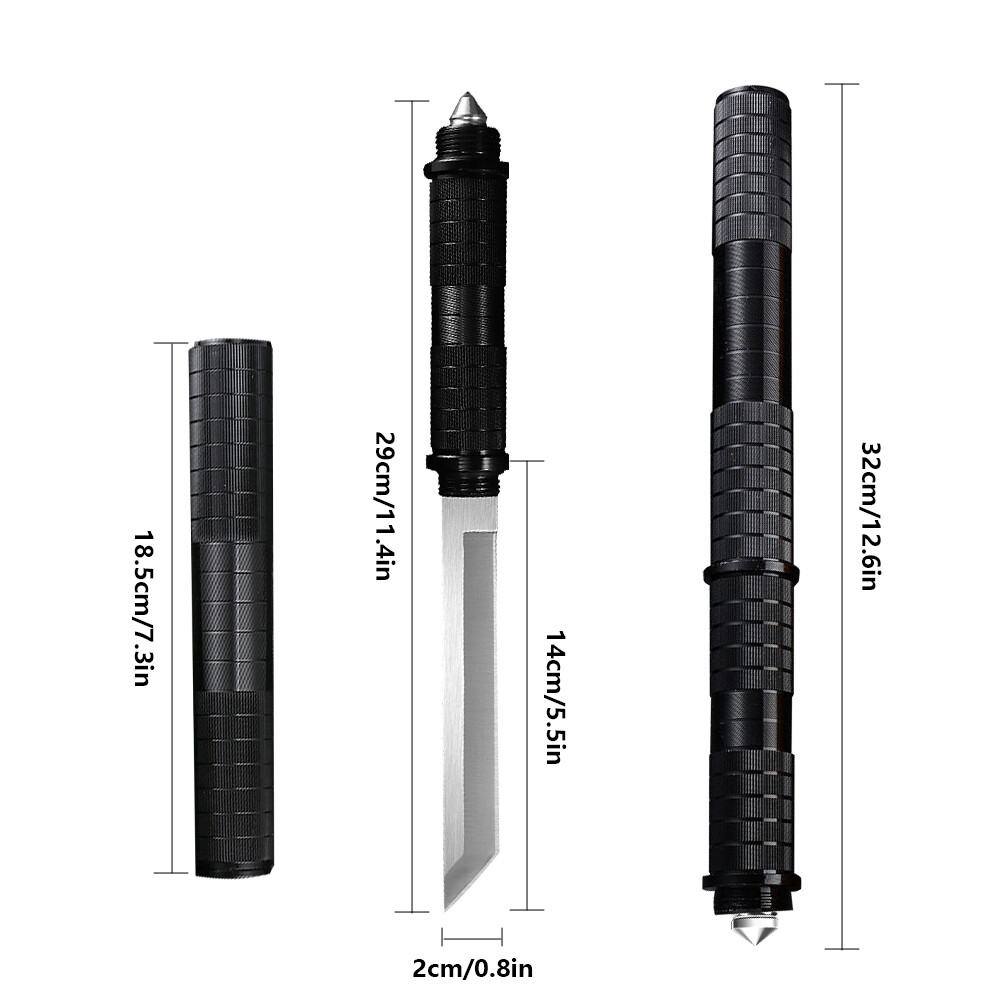 Outdoor Survival Combat Knife Tactical Knife Pipe Stick Knife w/ Fire Starter US