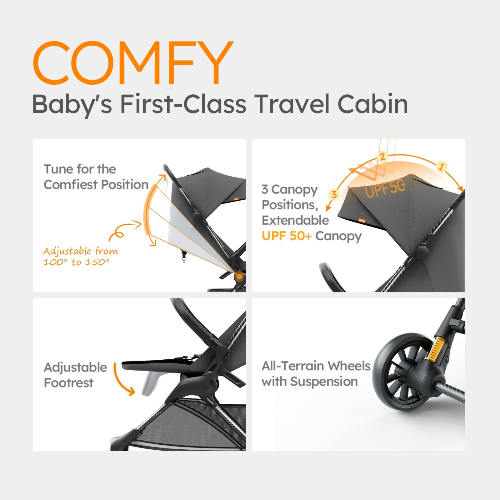 MAMAZING Ultra Air X Carbon Fiber Baby Stroller 9.9 lbs, Compact Travel-Friendly