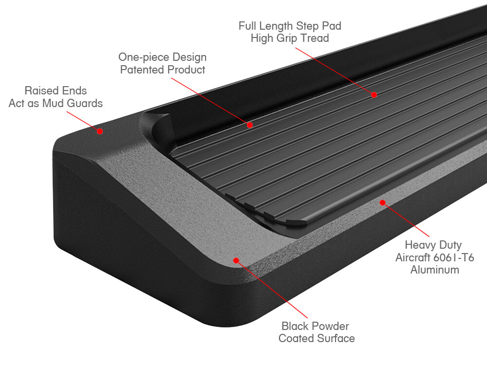 Running Board Style Side Step 6in Black Fit Ford Expedition EL 07-17