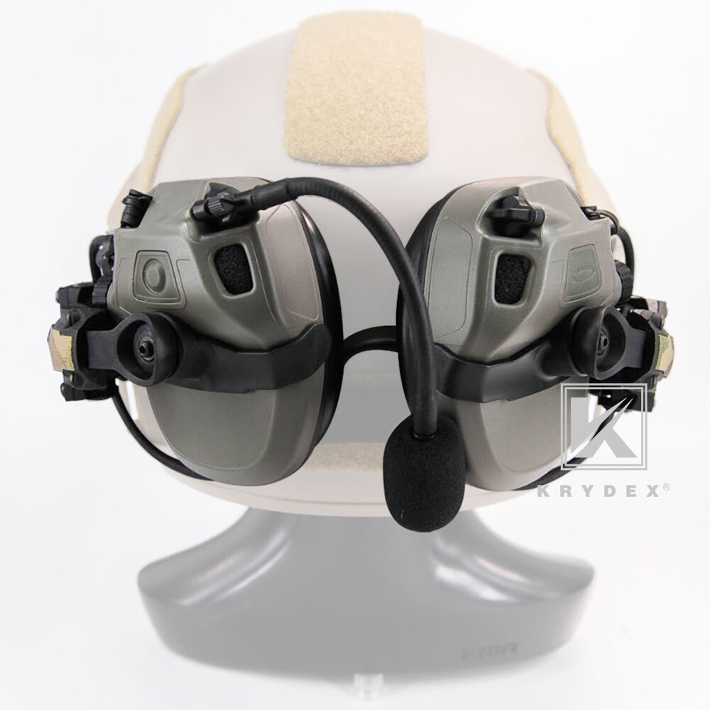 KRYDEX FCS AMP Tactical Headset Pickup Noise Reduction Earmuf fo Shooting Helmet