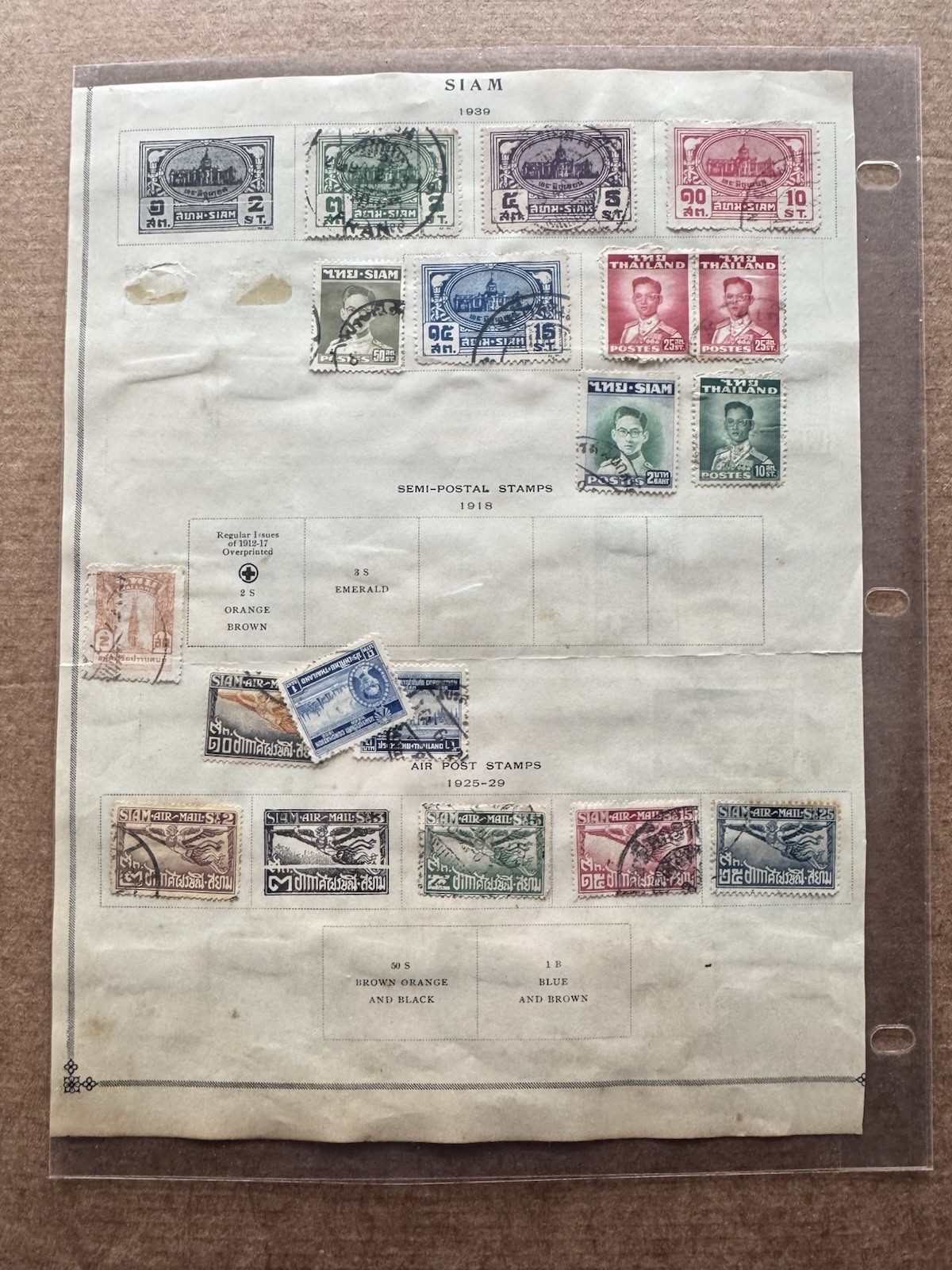 Thailand 1890-1930 Stamp Collection on Pages +70 Used Stamps +All Different +Fun