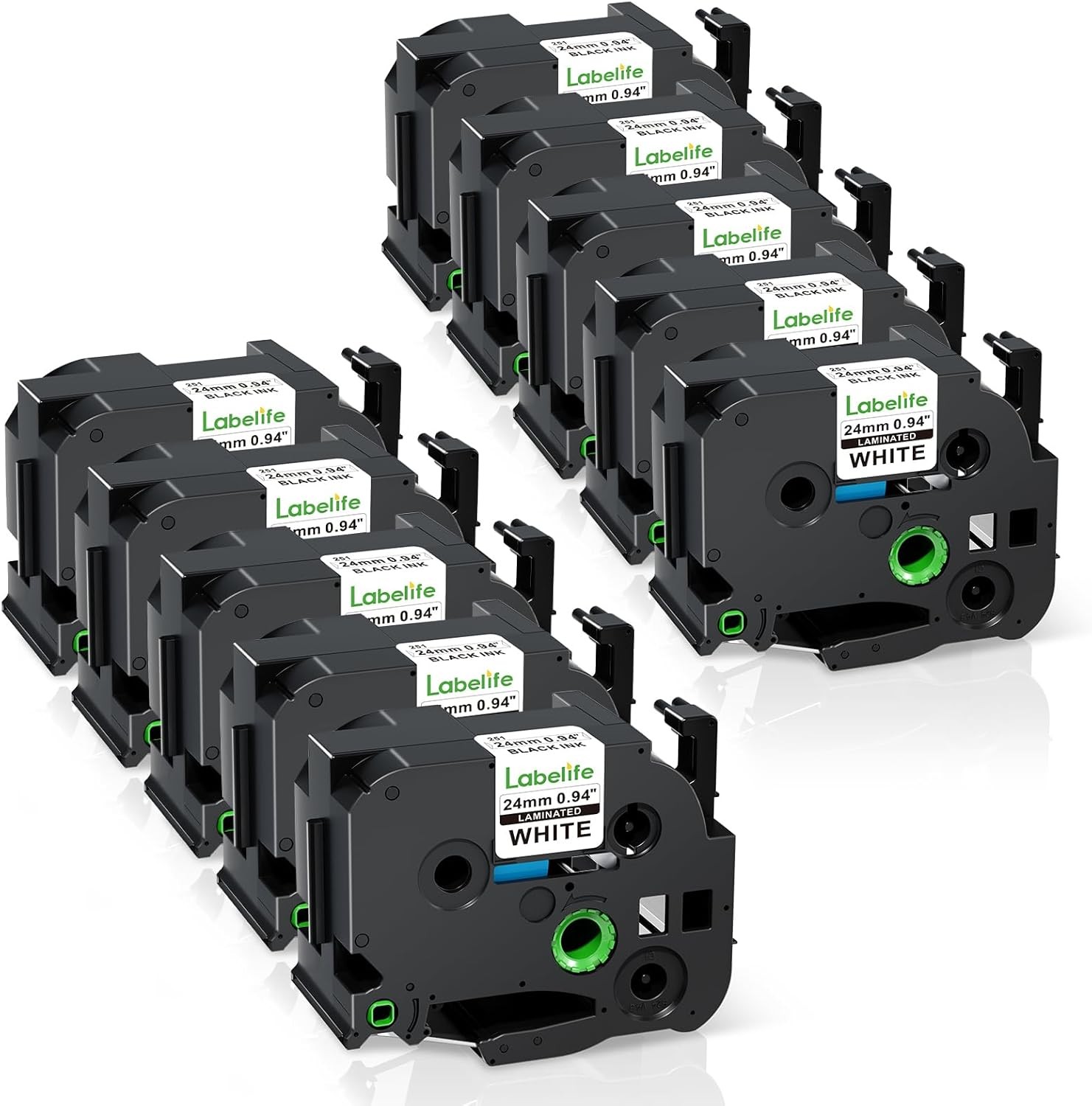 10PK 24mm Label Tape TZ251 TZe-251 Compatible for Brother P-Touch 1900 White 1''