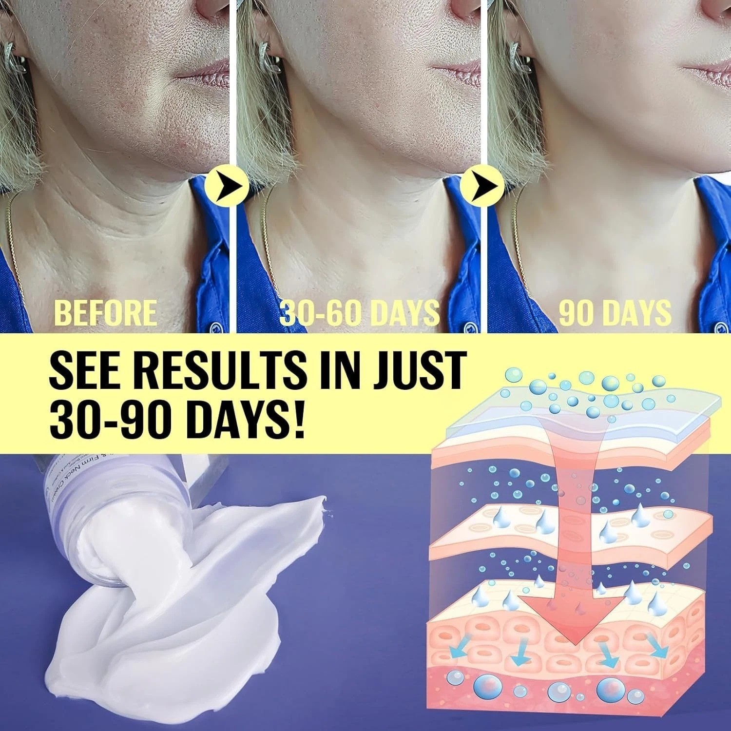 Go New Pure Beauty Tighten & Lift Neck Firming Cream - Anti-Aging Neck Creams fo