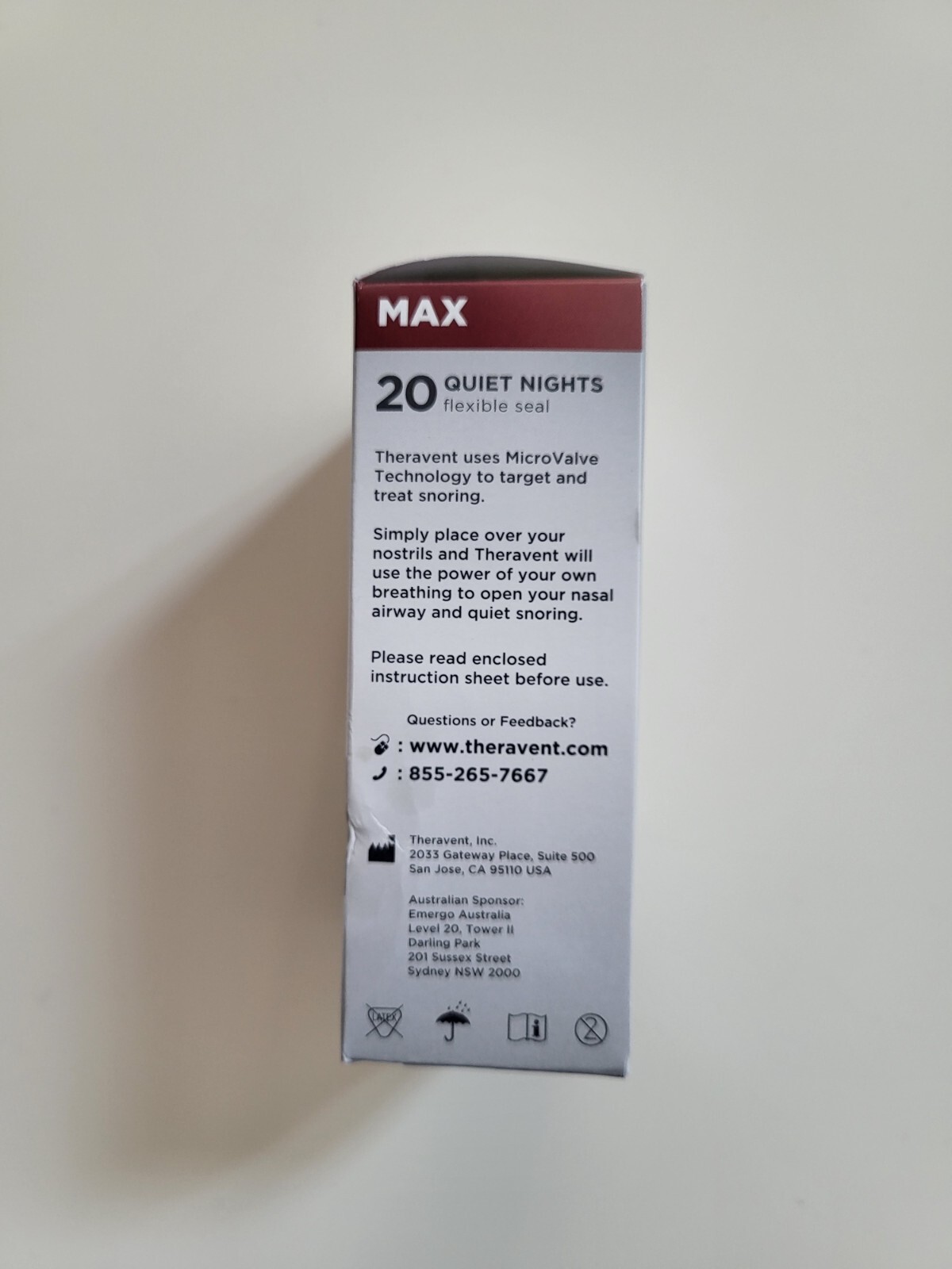 Theravent Snore Therapy MAX Strips - 20 Count new with Box