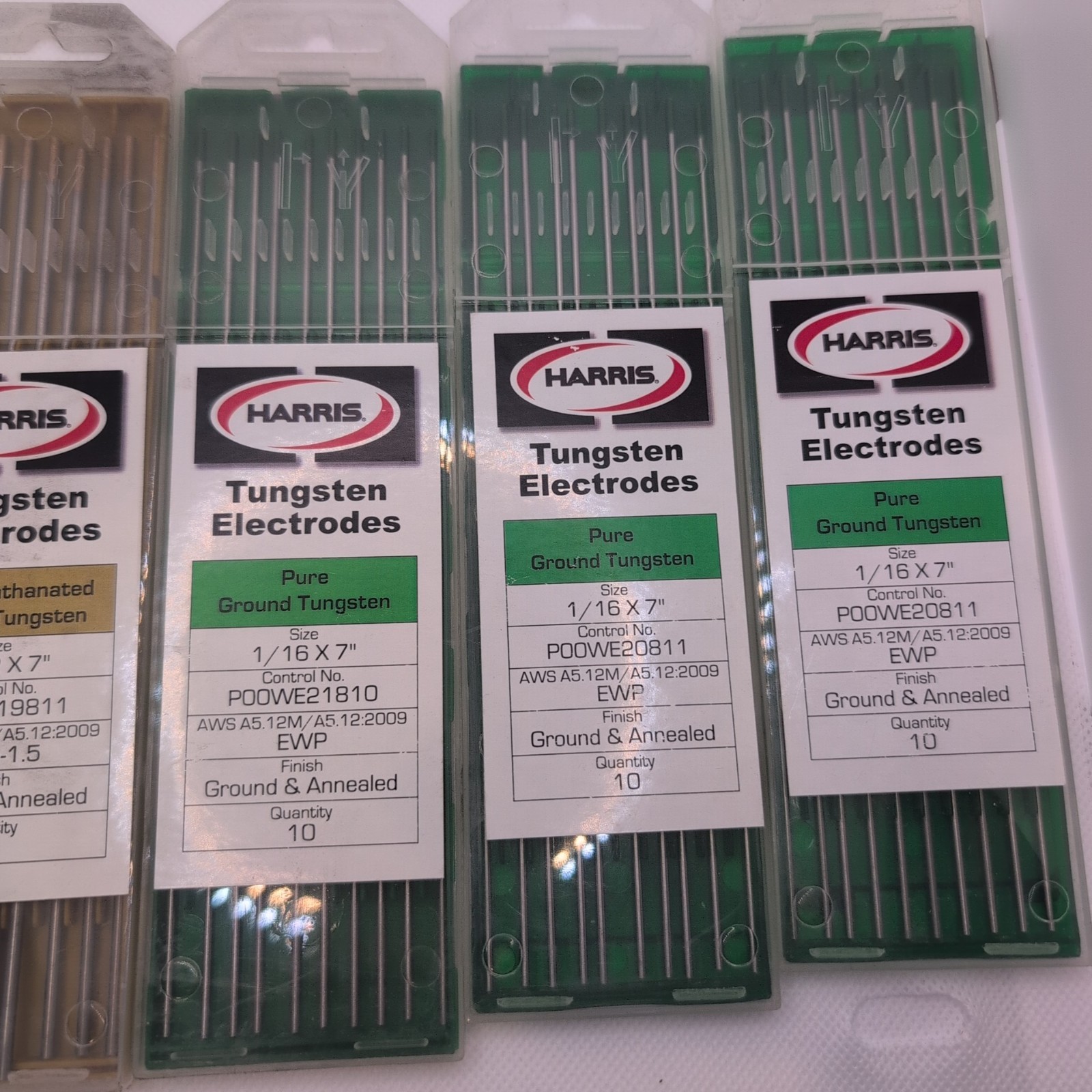 1/16" and 3/32" Harris 7" Tungsten Electrodes 5 packs of 10ea (50 total)