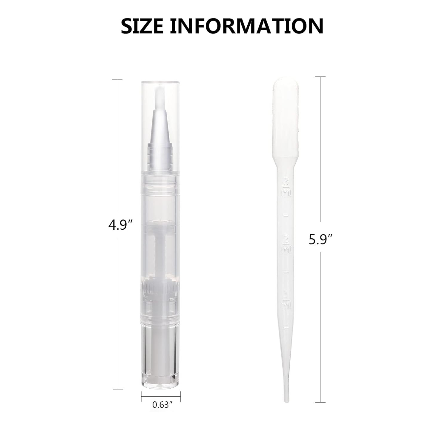 5 pack 5ml Transparent Twist Pen for Cuticle Oil Applicator, Empty Nail Oil Pen