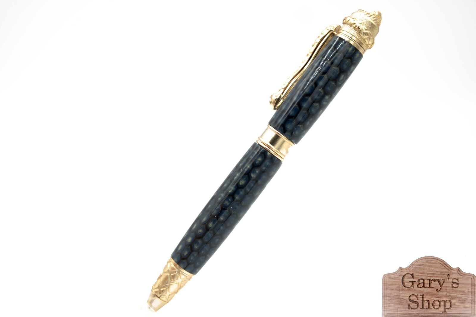 Lucky Snake Ballpoint Pen – 22kt Gold Finish, Green Honeycomb Unique Collectible