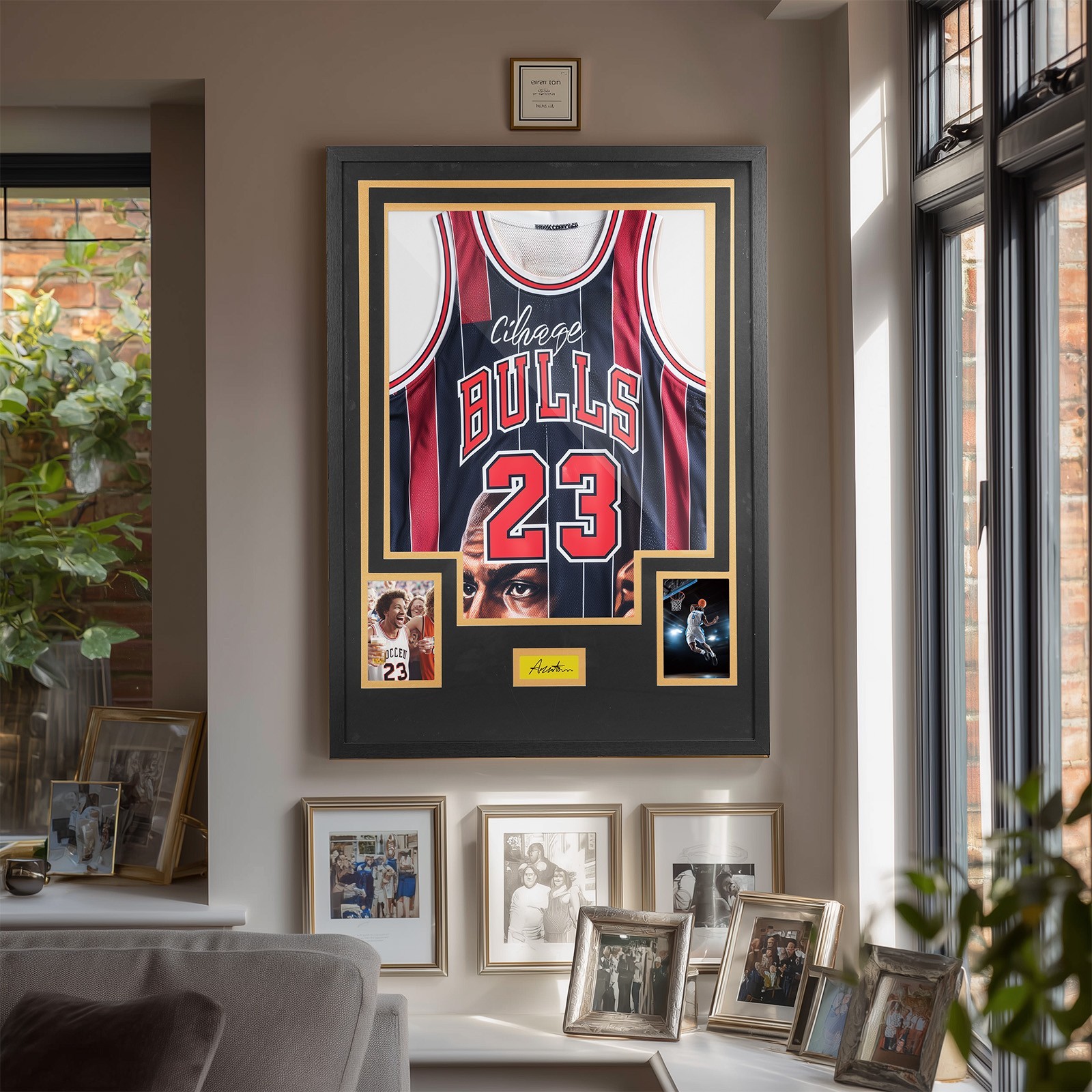 Navy & White Jersey Display Case, Wall Mount Frame w/ Mat, Photo Slot & Hardware