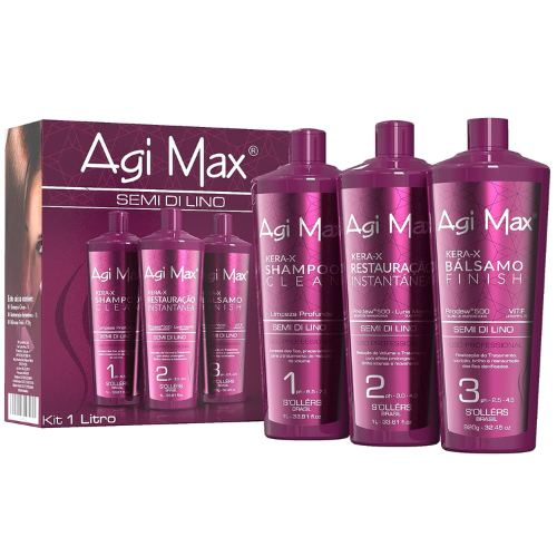 1L 3PCS Agi Max Brazilian Natural Keratin Hair Treatment Kit Straightening Curls