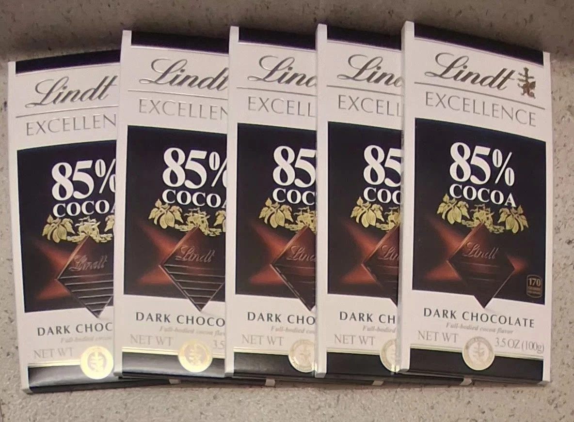 5 BARS: Lindt EXCELLENCE 85% Cocoa Dark Chocolate Bars, 3.5 oz