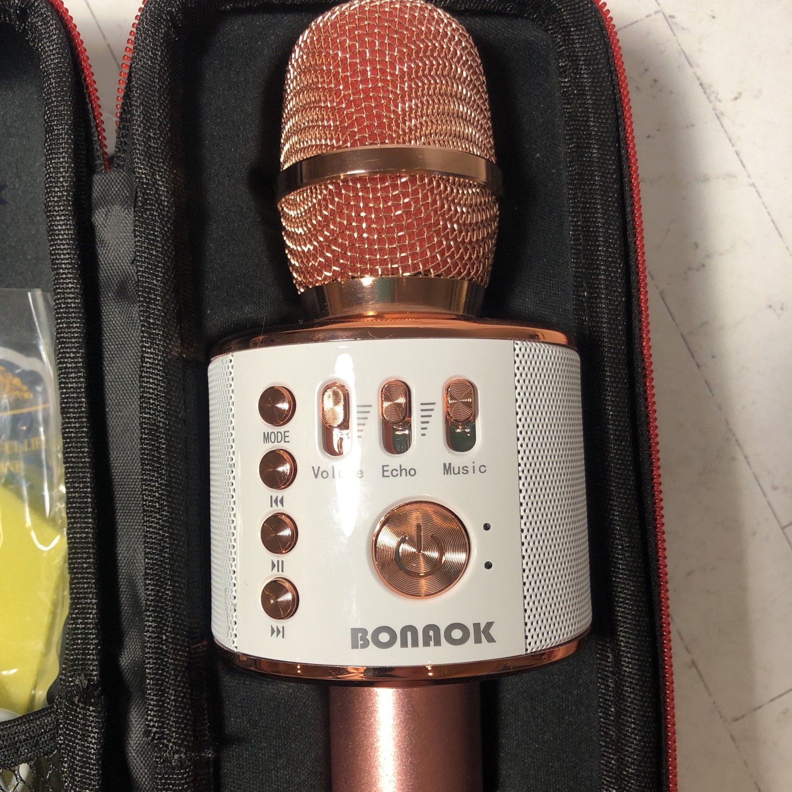BONAOK Wireless Bluetooth Karaoke Microphone 3 in 1 Portable Mic Rose Gold +Case