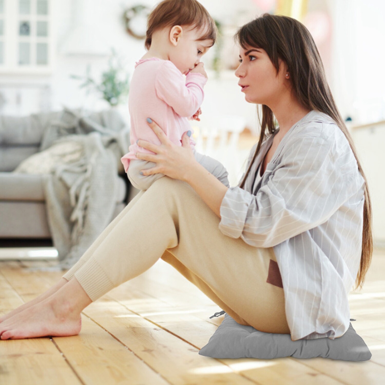 4Pcs Chair Cushion Pads Pillow Soft Tie On Square Sitting Mats Home Office Car