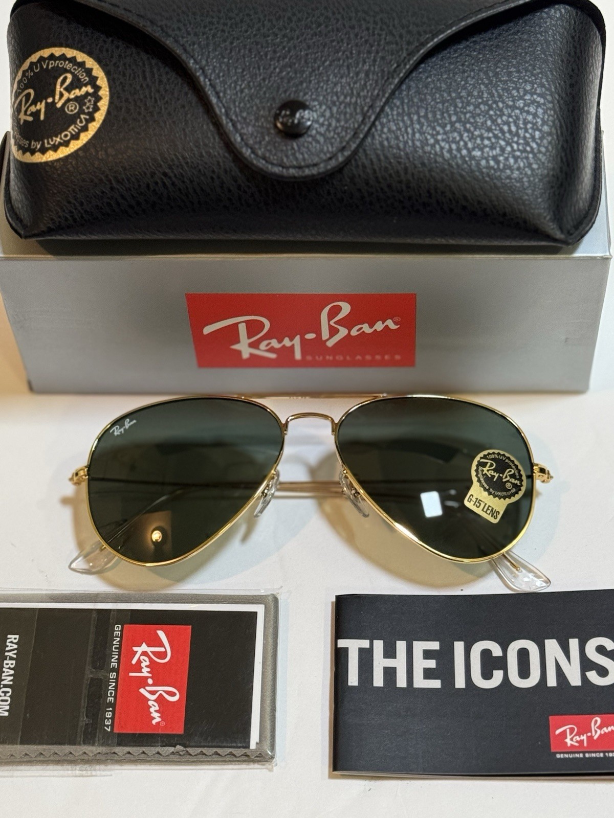 Ray-Ban Sunglasses RB3025 Aviator Classic Gold Frame Green Lens 58mm
