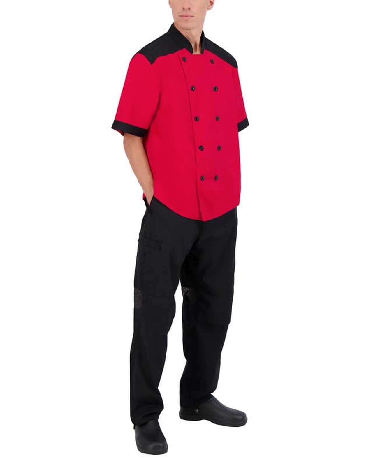 Happy Chef Men's Vertex Chef Coat Large Red