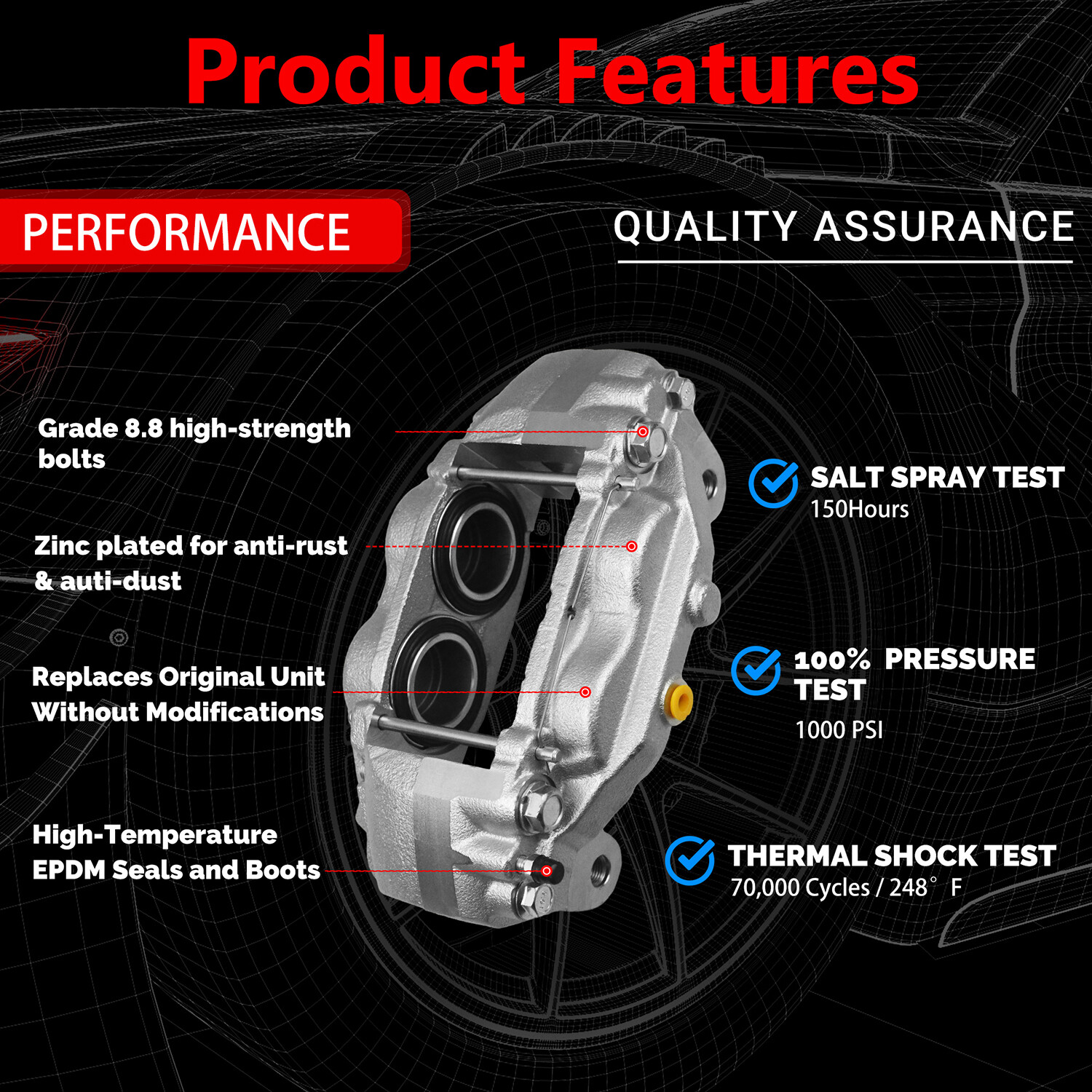 2x Brake Caliper for Chevrolet Camaro Cadillac ATS CTS CT6 Front Left & Right