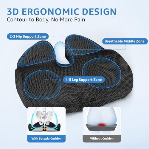 Extra Large Ergonomic Memory Foam Seat Cushion - 19"x17" for Tailbone & Sciatica