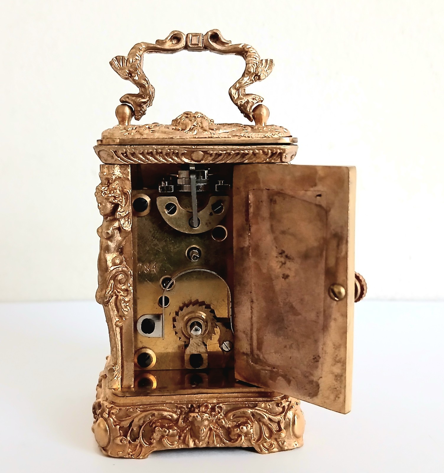 Miniature French Style Clock. Excellent Working Condition with Key.