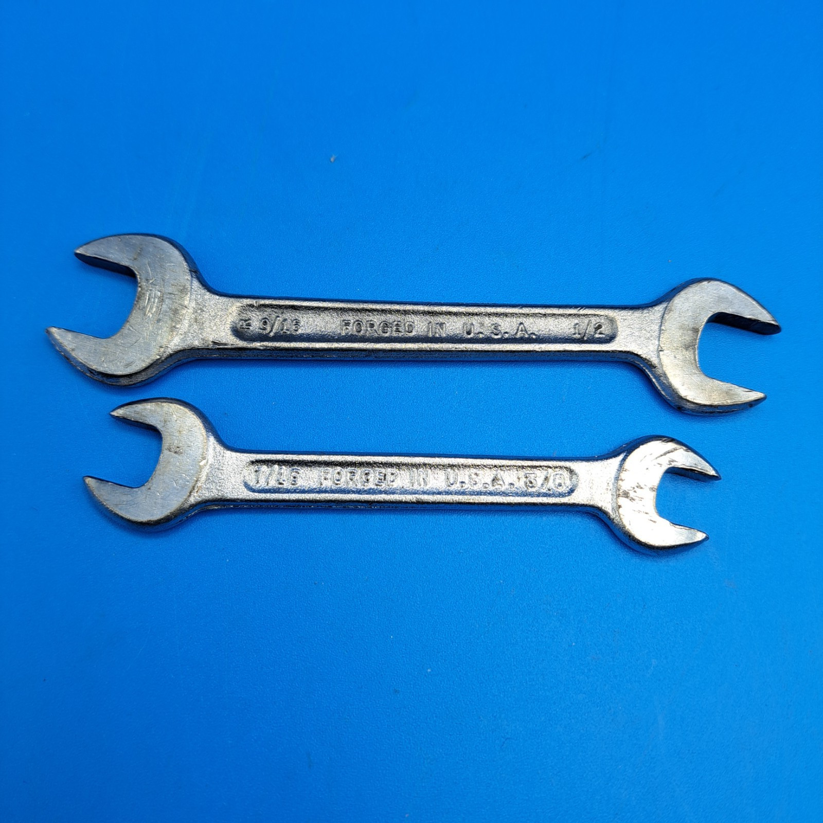 2 Dunlap Open End Wrenches, (3/8 x 7/16") ( 1/2 x 9/16"), Forged in USA