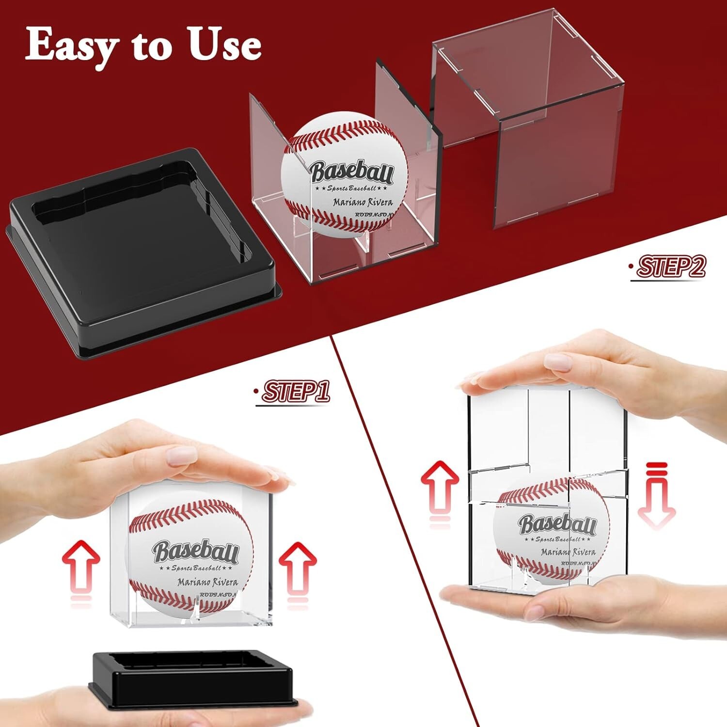 1 Baseball/Billiard Ball Holder Display Case Stand, Acrylic Cover, UV Protection