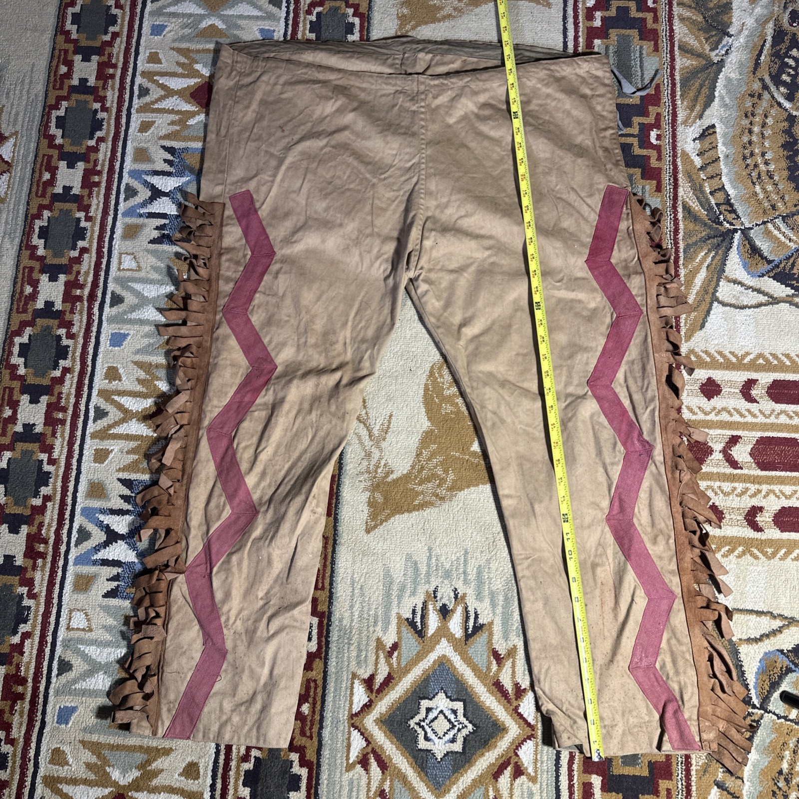 MLC Old Vintage Native American Indian Leggings Chaps With Hide Fringe