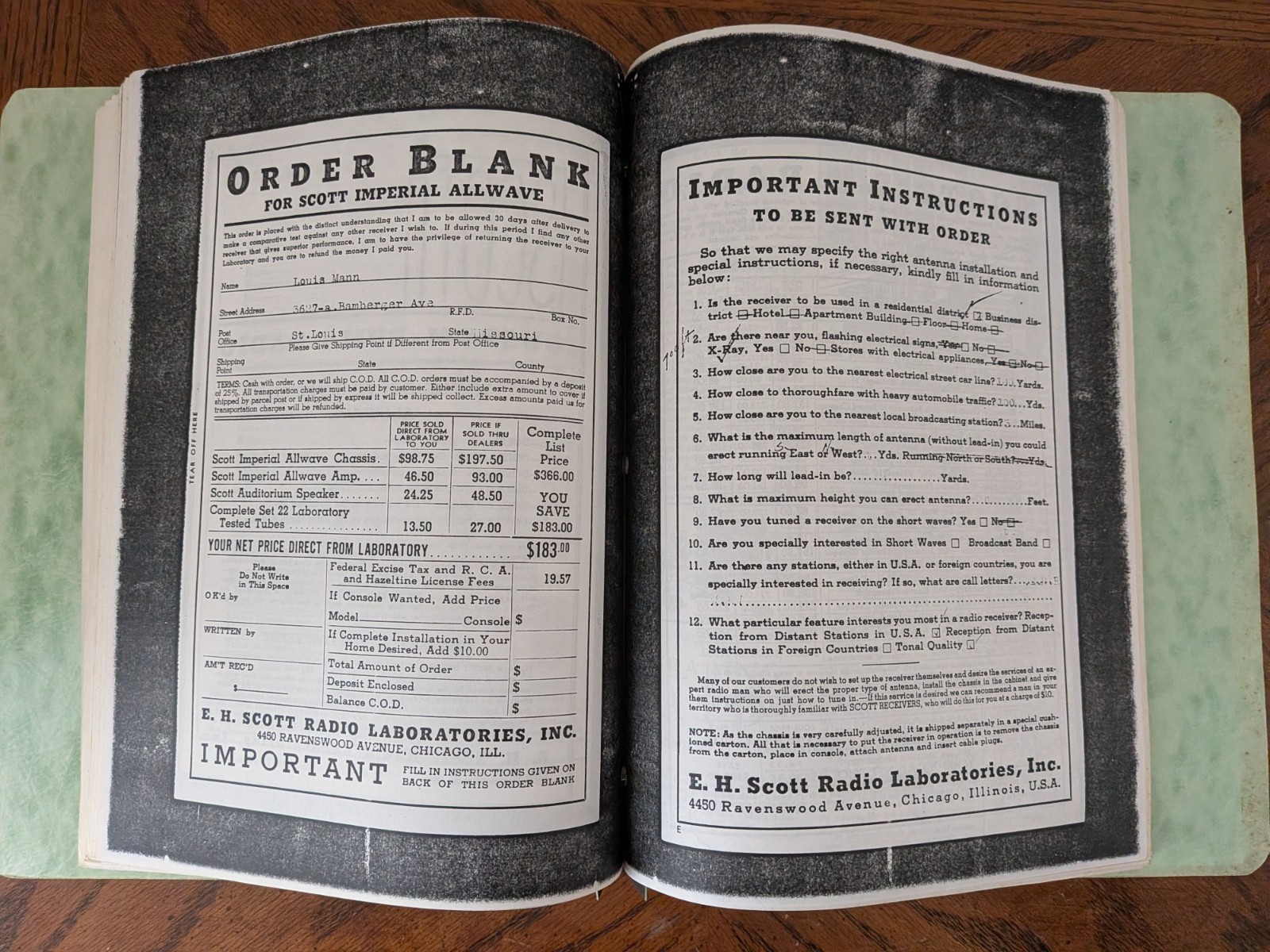 EH Scott 1936 Allwave Imperial Photocopy Documentation Book