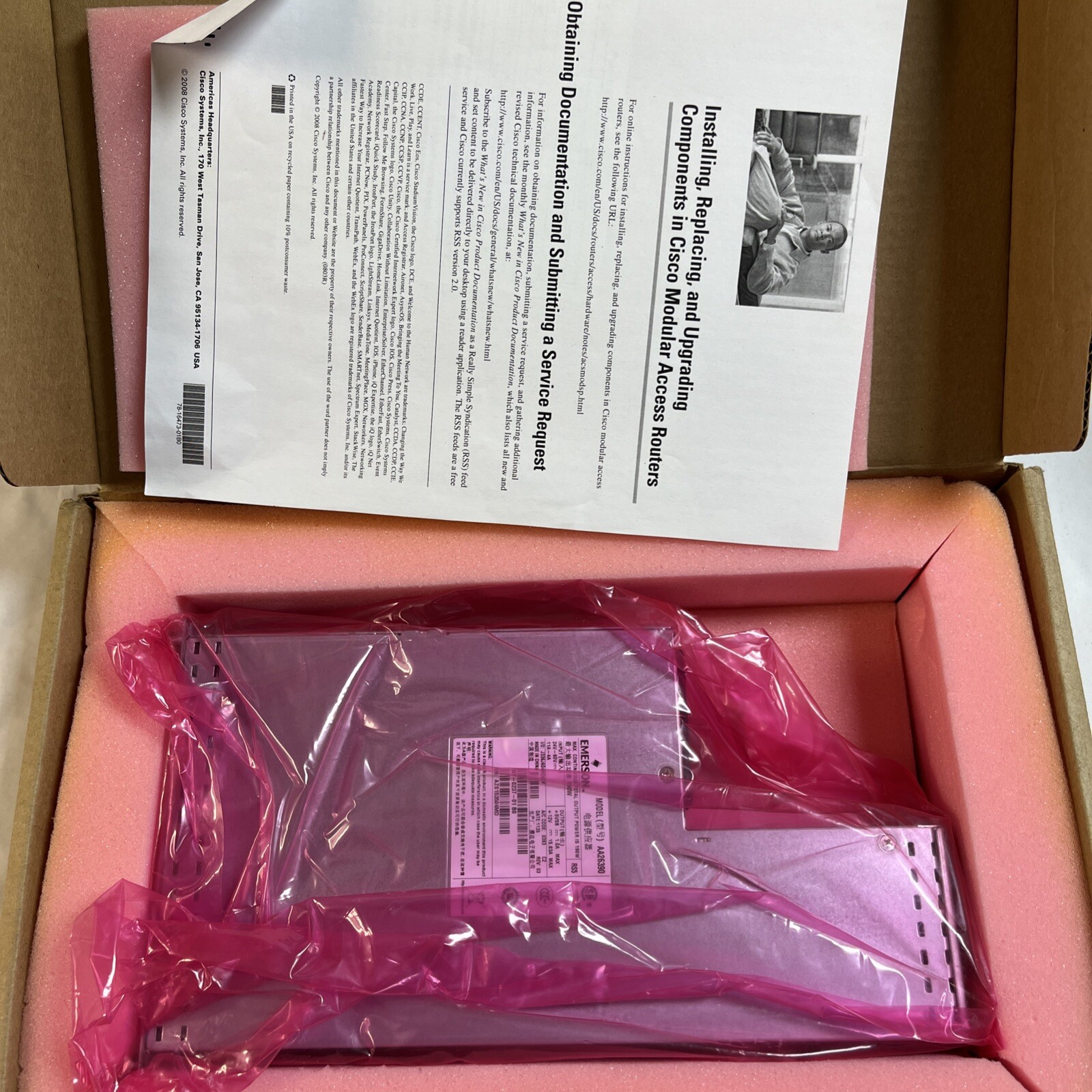 Cisco PWR-2911-DC, 190 Watt Power Supply, Emerson AA26390