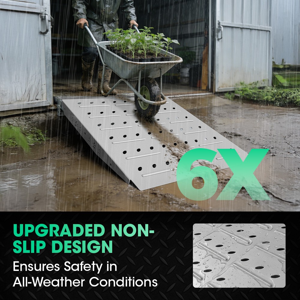 Shed Ramp for Riding Mower & Lawn Equipment Anti-Slip Punch Plate Ramp 1/2PCS