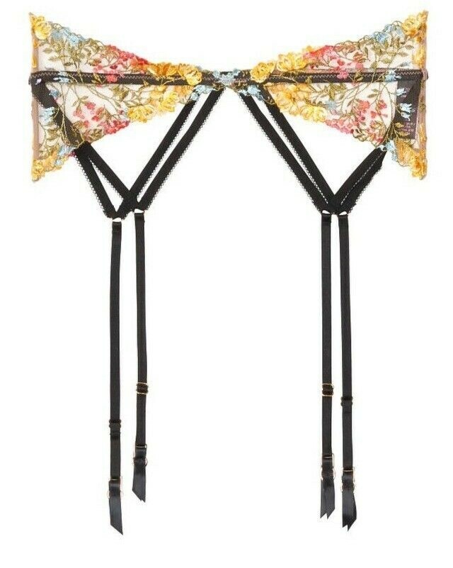$50 VICTORIAS SECRET DREAM ANGELS FLORAL EMBROIDERED GARTER BELT XS/S M/L NWT