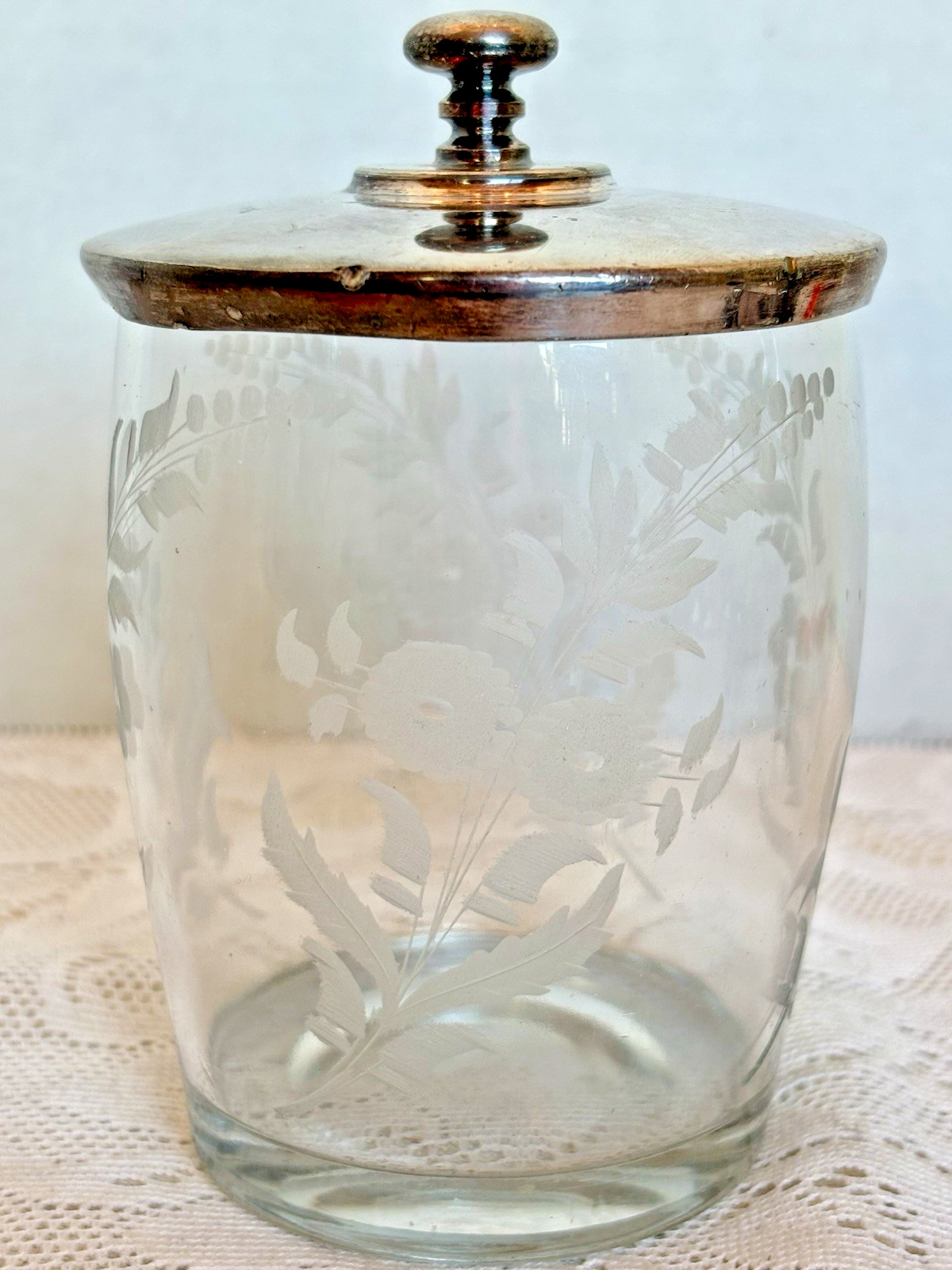 Antique Reed & Barton 980 Victorian Pickle Castor Etched Glass Silverplate