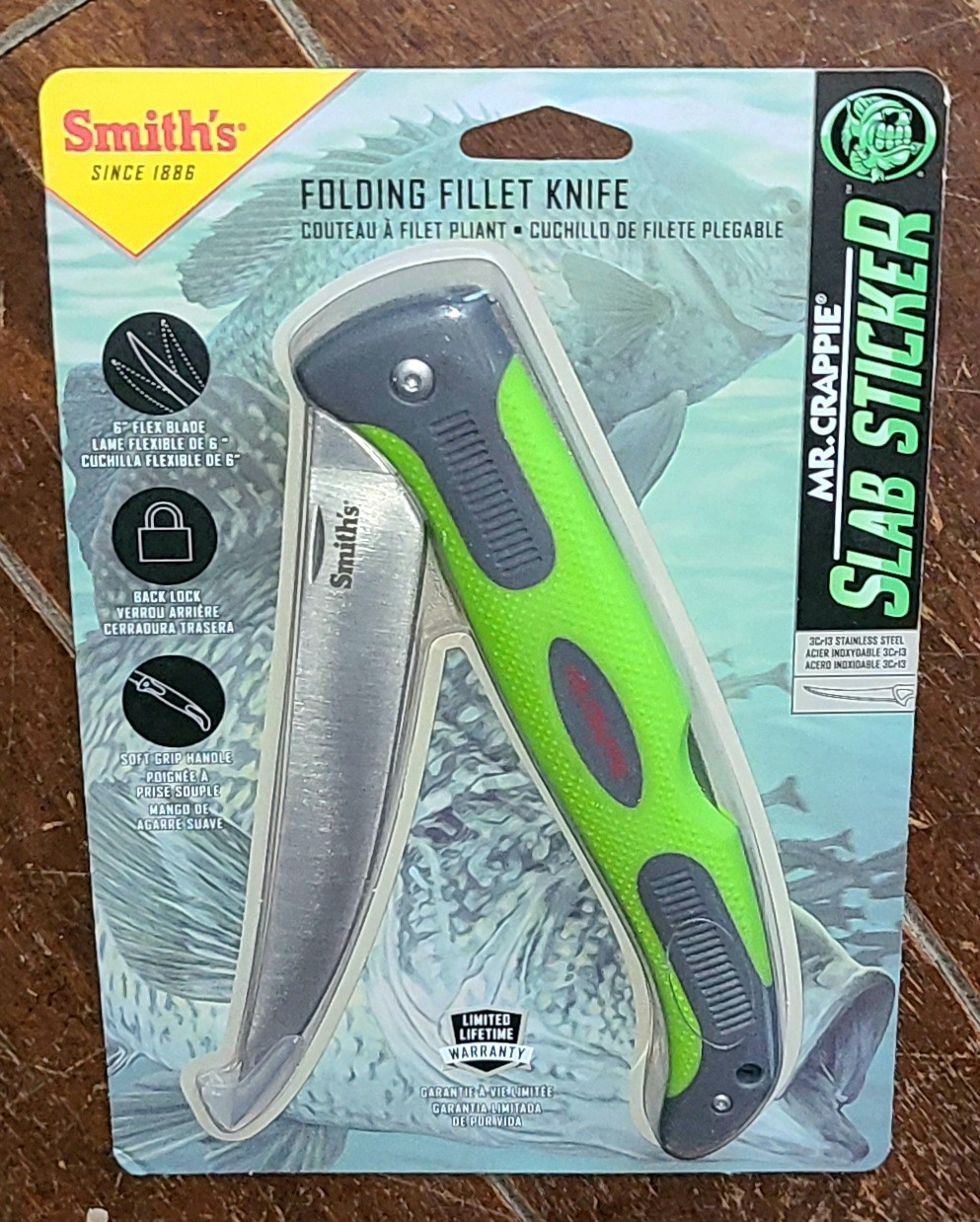 Smith's Mr. Crappie SLAB STICKER Folding Fillet Knife #51259
