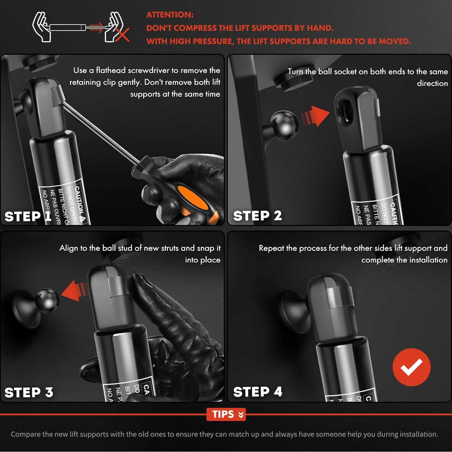 Rear Trunk Lift Supports 2PC 2000-2006 BMW 323Ci 325Ci 330Ci M3 Convertible