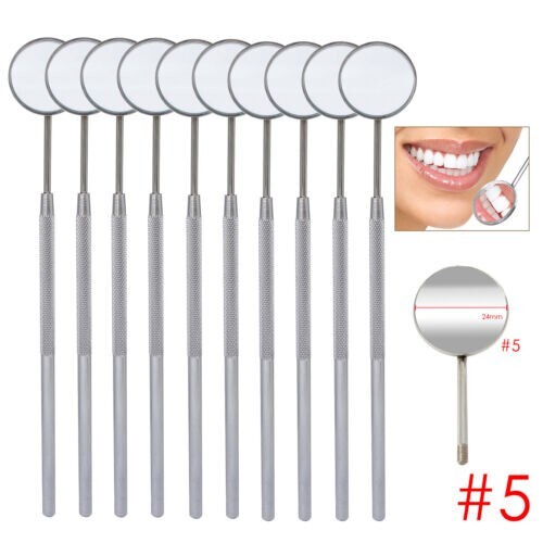 12 Pcs Dental Mouth Mirror #5 w/Handle Dental Instruments German Grade Stainless