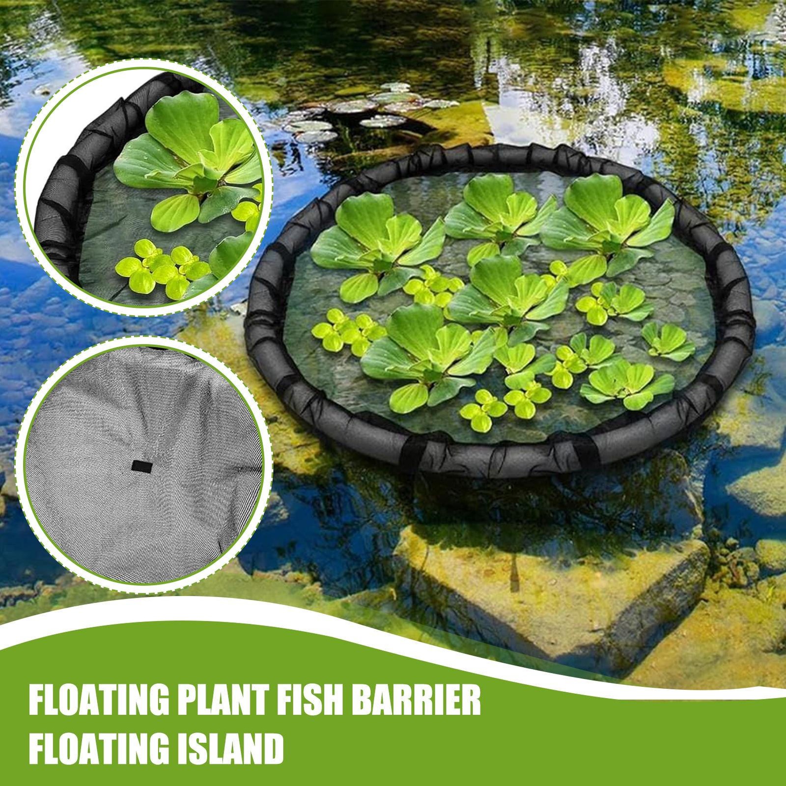 Floating Island Planter for Ponds, 17.7" Round Floating Flora Fish Barrier