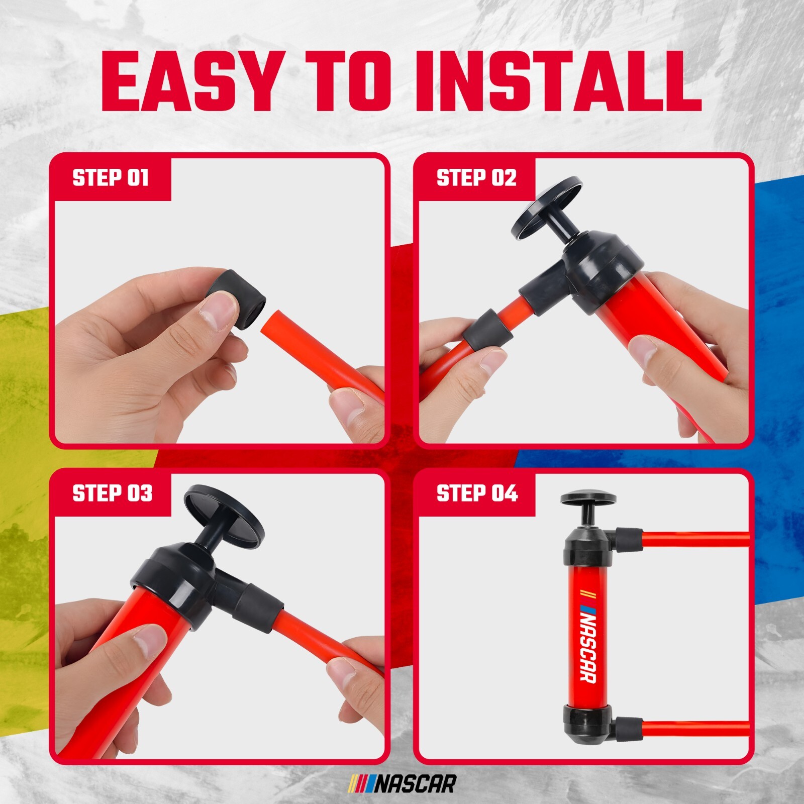 NASCAR Transfer Pump-Multi-Use Hand Siphon for Gasoline, Oil & Liquids, Air Pump