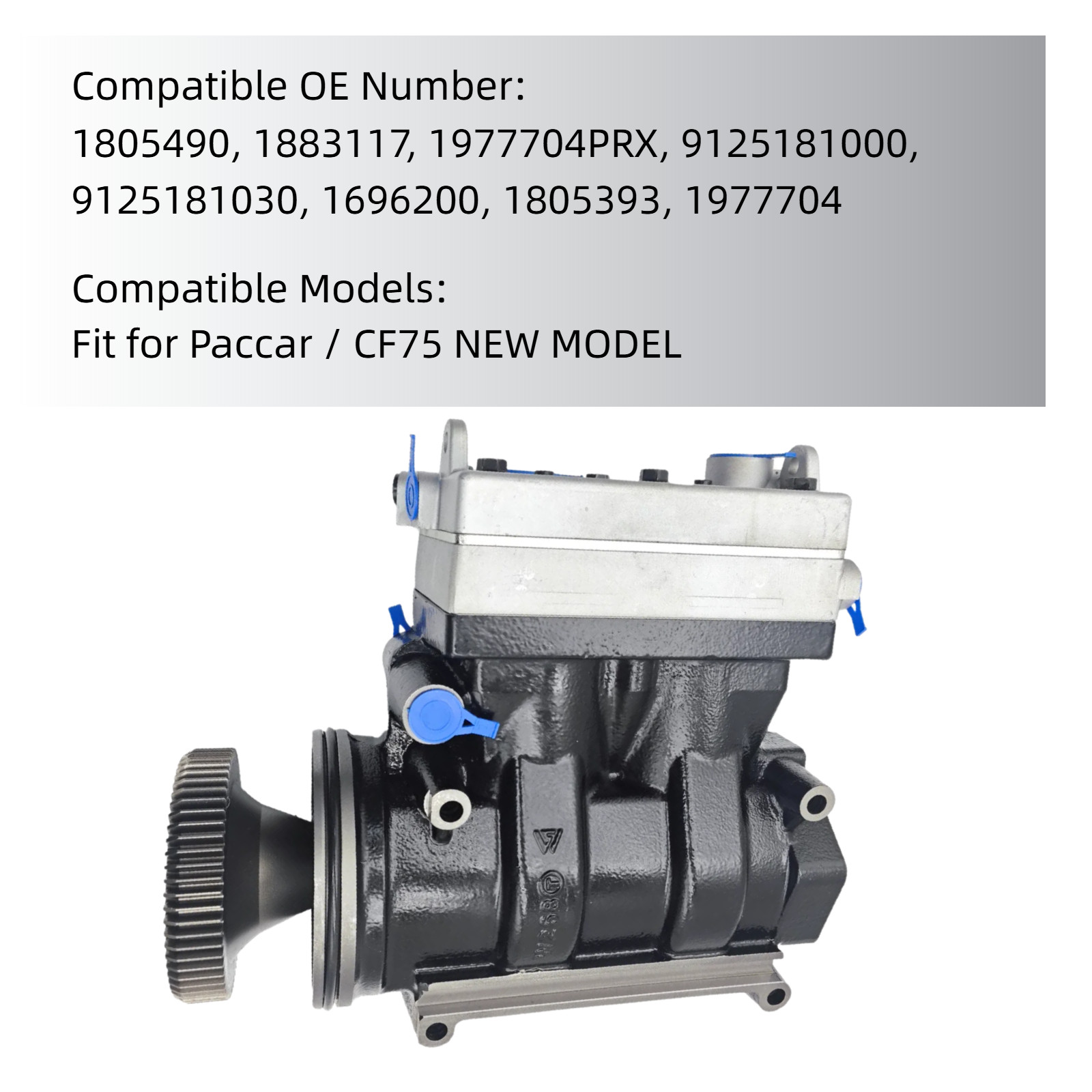 Twin-cylinder Air Brake Compressor For P-accar 1977704PRX 2020644PEX 1805490 NEW