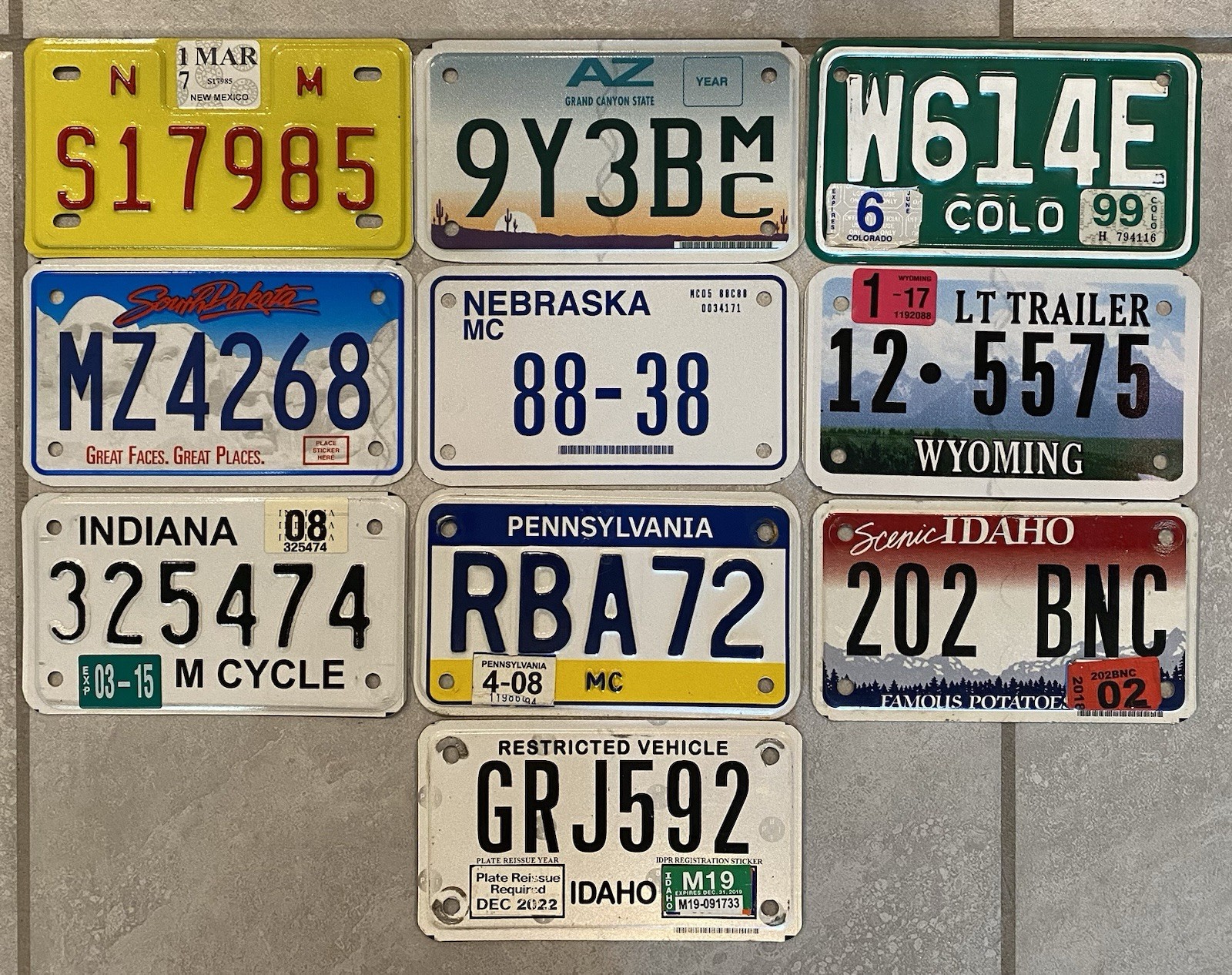 1999-2022 LOT of 10 MOTORCYCLE size License Plates EXPIRED