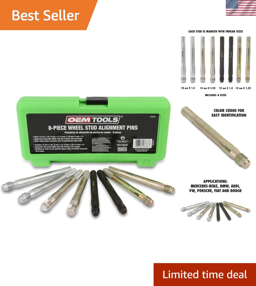 Professional 8-Piece Wheel Stud Installer - Prevents Damage During Fitment