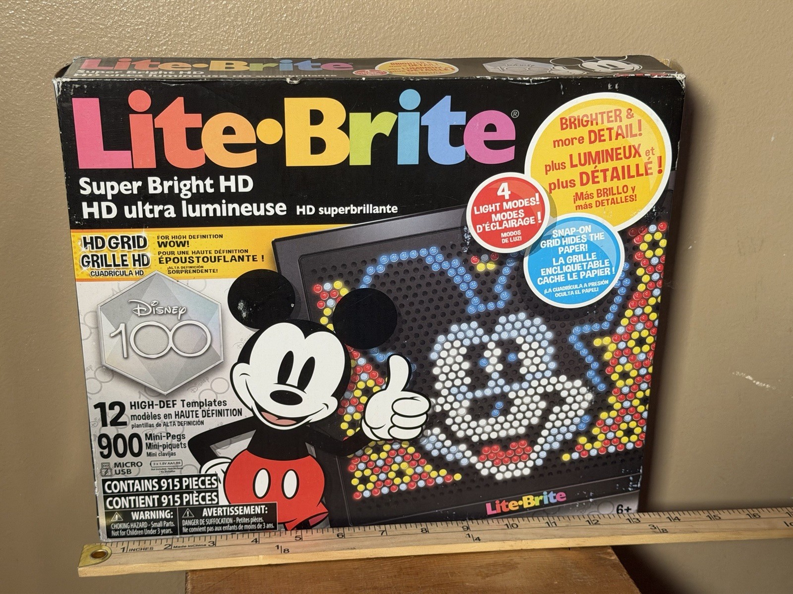 Lite Brite Super Bright HD Disney Mickey Mouse 100 Year Edition 900 Mini Peg NEW