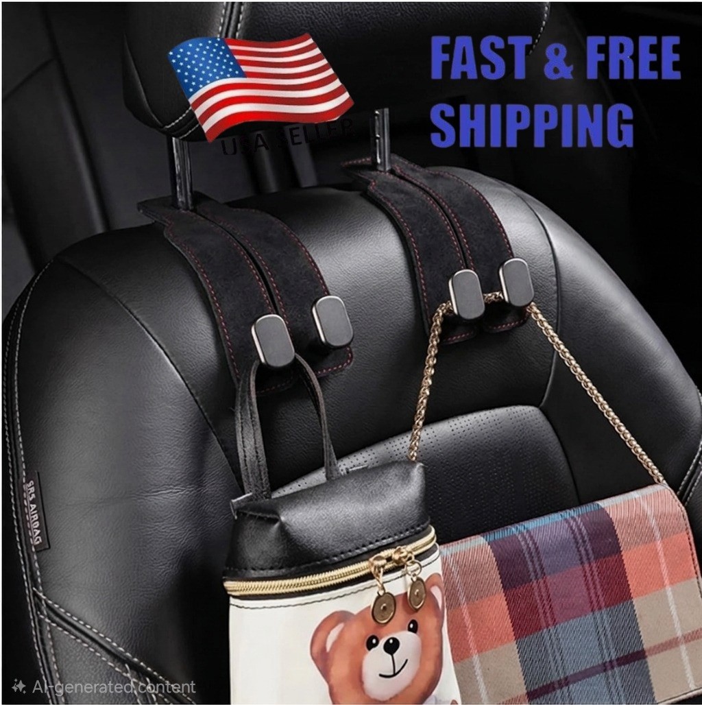 2×Leather Car Seat Back Hooks Vehicle Headrest Storage Purse Holder Bags Hangers