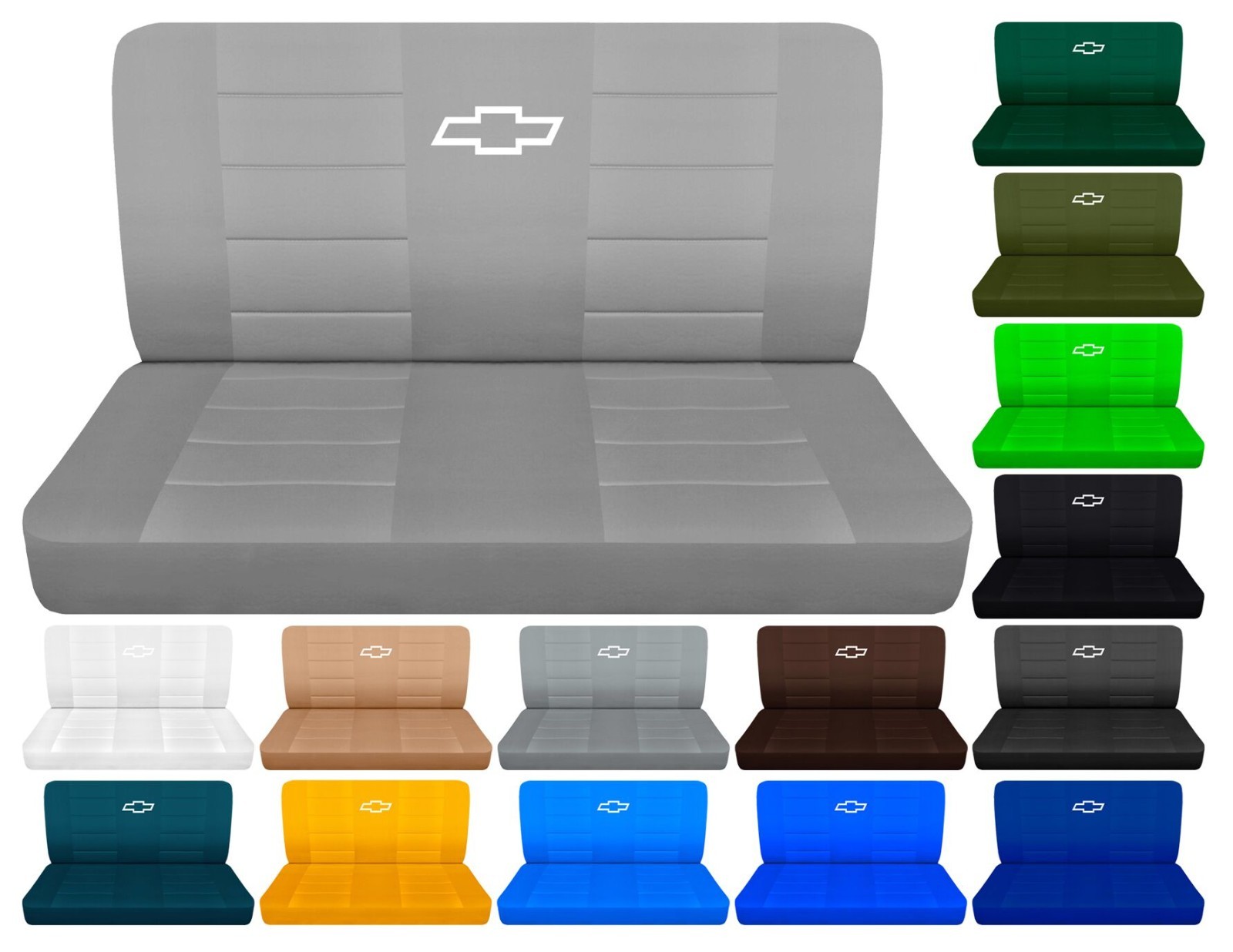 Front bench seat covers w/design Fits 1961 to 1986 Chevy C/K 10-20 pickup/truck